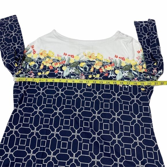 Charter Club Geometric Floral 3/4 Sleeve Top 0x - Picture 8 of 12